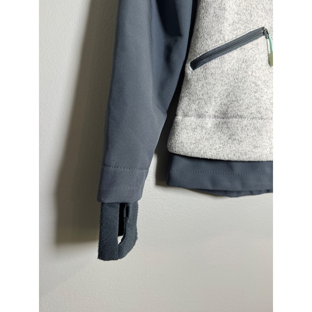 New Balance‎ Womens Petite PM Heathered Fleece Zip Up Jacket Heather Gray Black - Picture 2 of 9